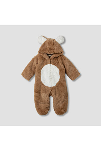 Juniors Hooded Sleepsuit with Faux Fur - Polyester - Long Sleeves