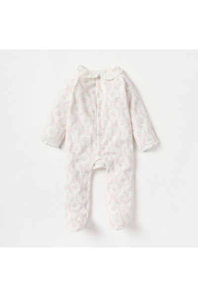 giggles Floral Print Closed Feet Sleepsuit with Button Closure