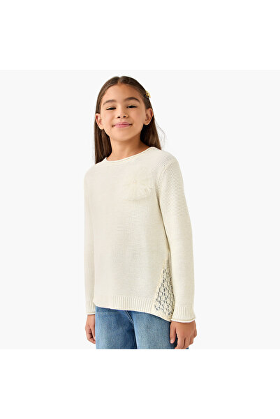 Juniors Lace Detail Pullover with Long Sleeves