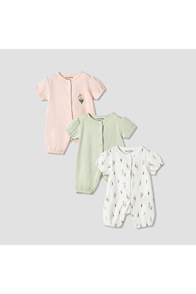 Juniors Printed Romper with Short Sleeves - Set of 3