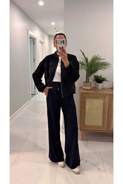 BİRCANÇİL Ondra Navy Blue Knitwear Detailed Set