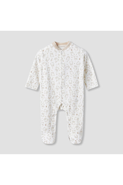 Juniors بيجامة نوم برقبة دائرية مزينة بطبعة دب - أكمام طويلة