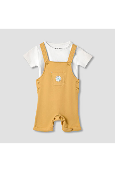 Juniors Solid Dungarees and T-shirt Set