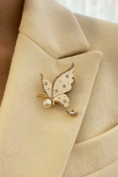 TAKIŞTIR Kelebek Figürlü Taşlı Broş