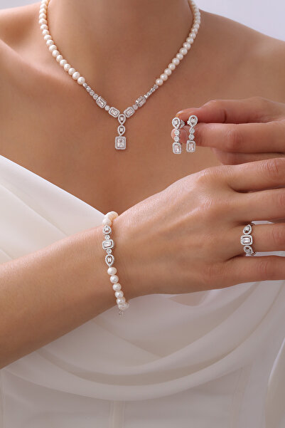 Gümüşbox Gümüş ve Doğal İnci Set GB7001