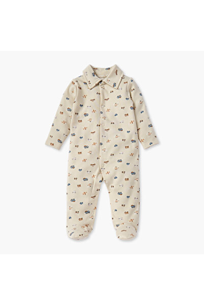 Juniors All-Over Vehicle Print Closed Feet Sleepsuit with Long Sleeves