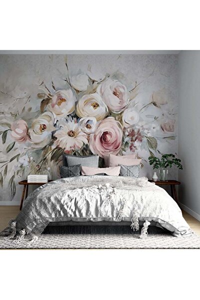 Grown Pembe Beyaz Gül Buketi Duvar Kağıdı