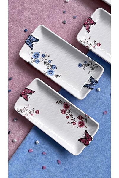 ers erbaşlar Butterfly Small Oval 4 Piece Luxury Presentation Plate Set