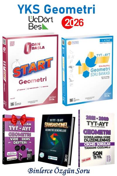 Üç Dört Beş Yayıncılık 2026 0'dan Başla Start Geometri+TYT AYT Geometri Soru ...
