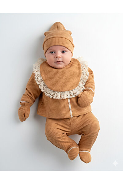 Eda Baby Dantel Detaylı 5'li Bebek Hastane Çıkış Seti %100 Pamuk