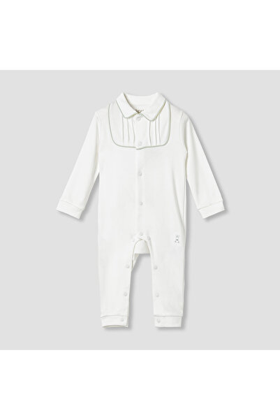 giggles Pintuck Detail Collared Sleepsuit with Long Sleeves