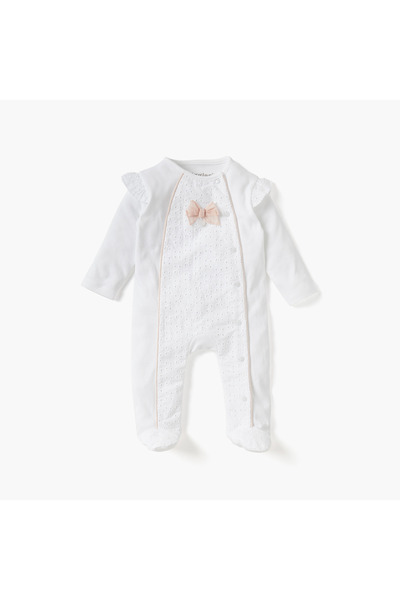 giggles بيجامة نوم مغلقة القدمين مزينة بفيونكة وأكمام طويلة