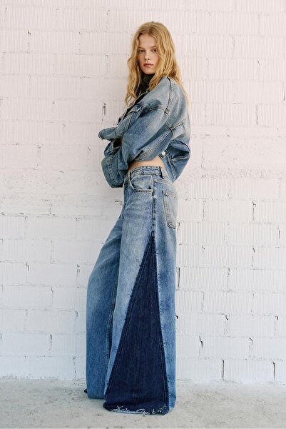 Pull & Bear Kontrast detaylı süper geniş paça jean