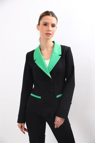 ÖNDER ÖZSOY سترة رجالية بقطع قماش مخيطة معاً بأزرار على الجهتين نسائية - أخضر