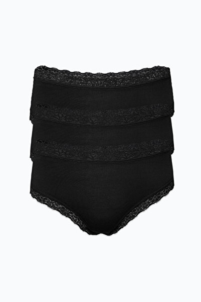 Malabadi Chiloți negri pentru femei, pachet de 3, ultra moi, din micro modal, cu dantelă, 3M700