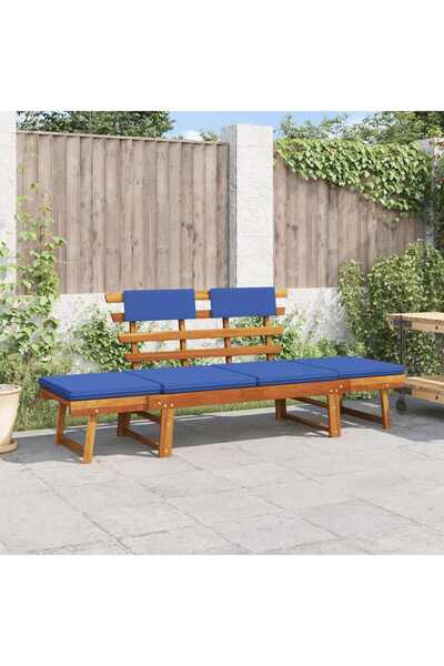 vidaxl مقعد حديقة مع وسائد، تصميم 2 في 1، طول 190 سم، مصنوع من خشب الأكاسيا الصلب