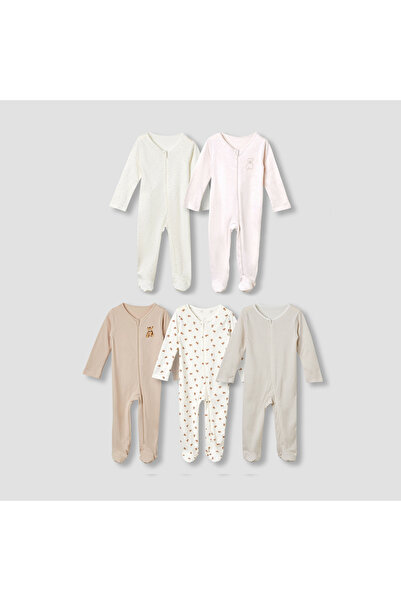 Juniors طقم بيجامات متنوعة بأكمام طويلة وسحاب إغلاق - 5 قطع