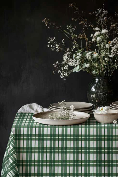 ASDİVA Ekore Plaid Patterned Tablecloth with Size Options - Green/White