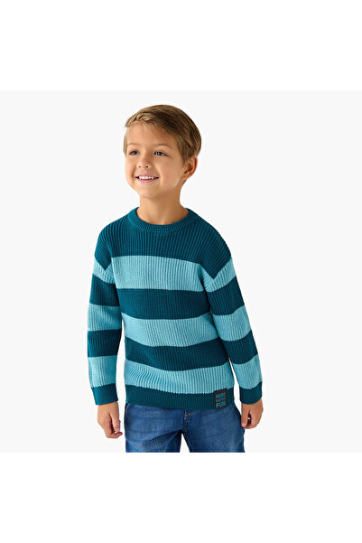 Juniors Striped Sweater with Long Sleeves