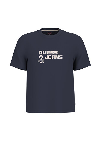 Guess Jeans Lacivert Erkek T-Shirt M4BI76K8HM0A71W GJ SS CN SLIM FULL