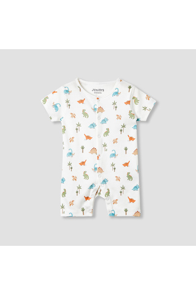 Juniors Dinosaur Print Romper with Short Sleeves