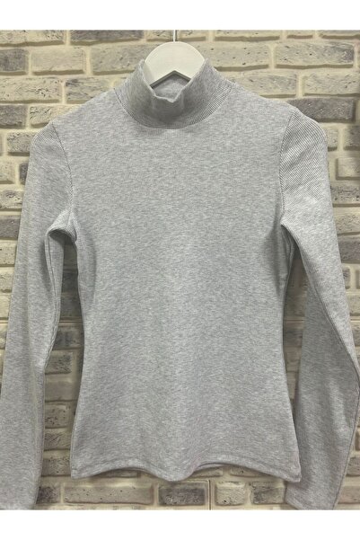 FASHION PULSE TEKSTIL Women's Half Fishing Neck Gray Melange Color Soft Fleece Body