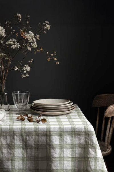 ASDİVA Roden Plaid Patterned Tablecloth with Size Options-Green/White