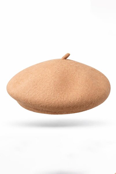 Külah Women's Wool Oversized Premium French Beret - Camel