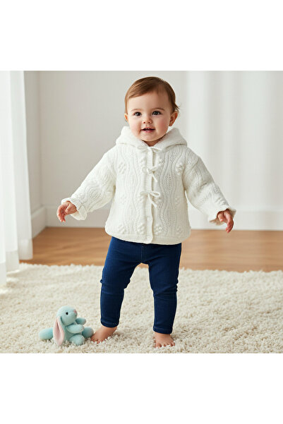 Juniors Textured Hooded Cardigan with Long Sleeves
