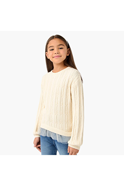 Juniors Textured Pullover with Long Sleeves