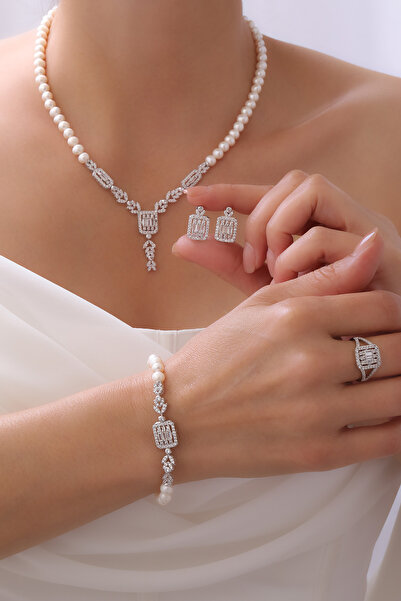 Gümüşbox Gümüş ve Doğal İnci Set GB7000