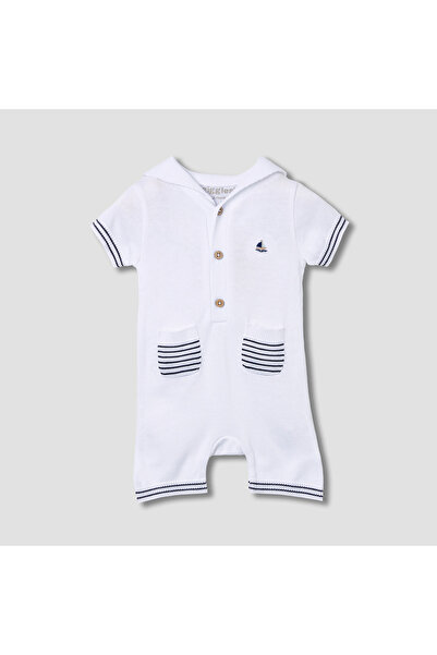 giggles Striped Romper with Short Sleeves