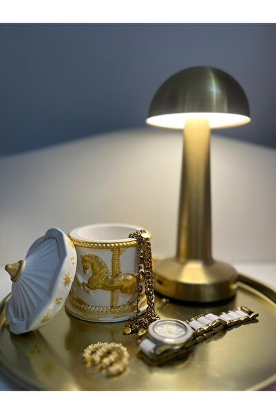 BF Candle Taş Tozu Dekoratif Takı Kutusu – Gold Atlı Karınca Desenli El Yapım...