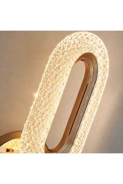 CanAydınlatma Elips Kristal Gold Duvar Aplik 3 Renk LED