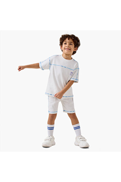 XYZ Contrast Stitch Detail T-shirt and Shorts Set