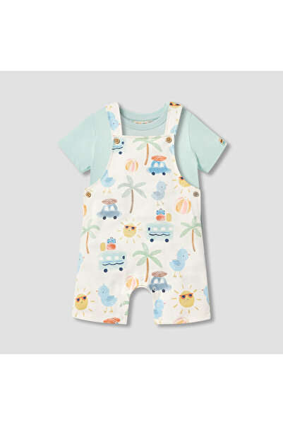 Juniors Printed Dungaree and T-shirt Set
