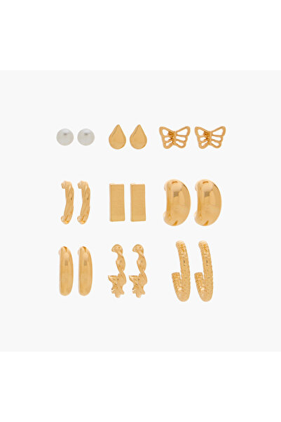 Lifestyle Assorted Earrings with Pushback Closure - Set of 9