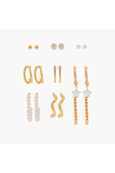 Lifestyle مجموعة من 9 أقراط متنوعة بمشبك خلفي