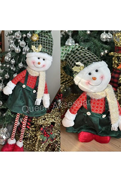 QUEEN AKSESUAR Luxury Giant Large Plush Long Christmas Decoration Ebiseli Snow Girl Figurine Legs Extending Snowman