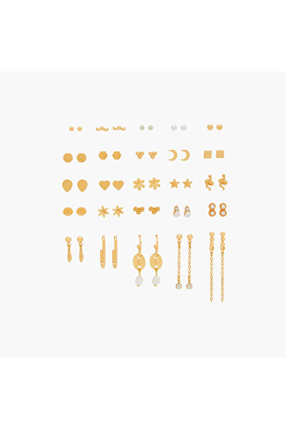 Lifestyle مجموعة من 25 قطعة من الأقراط المتنوعة ذات الإغلاق الخلفي