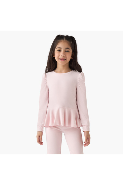 Juniors Ribbed Peplum Top and Pants Set