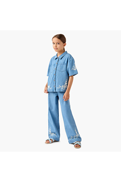 Juniors Embroidered Shirt and Pants Set