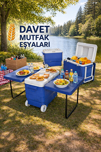 Davet 45 Litre Oto Termos Piknik Masalı Buzluk Soğutucu - Mutfak Eşyaları Ter...