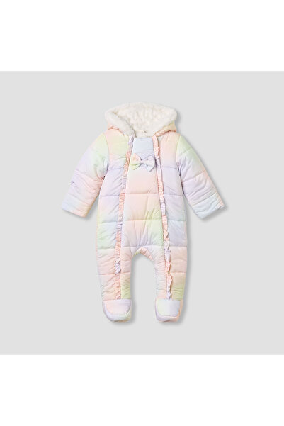 Juniors بدلة عمل مبطنة بتفاصيل كشكشة وغطاء للرأس