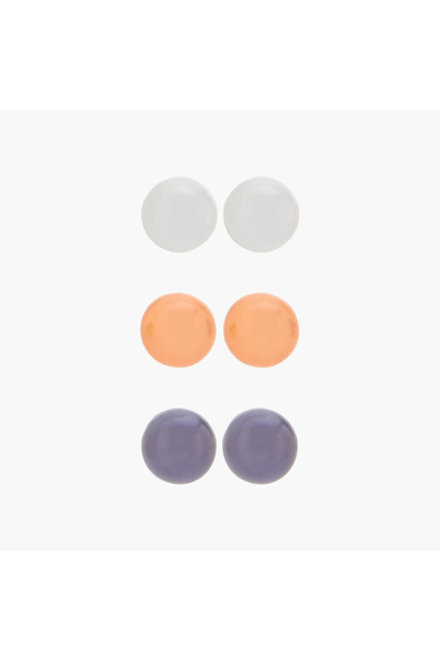 Lifestyle Pearl Stud Earrings with Pushback Closure - Set of 3