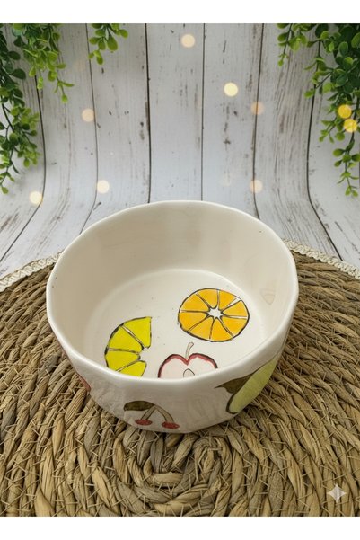 shop Meyve Desenli El Yapımı Seramik Kase - Bowl