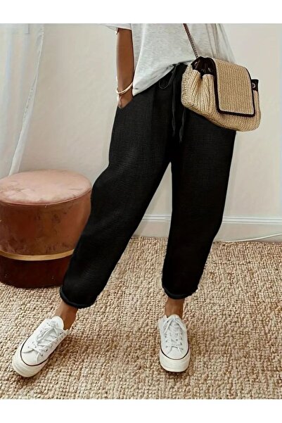 byasafkids Women's High Waist Elastic Waist Aerobin Trousers with Lacing Detail