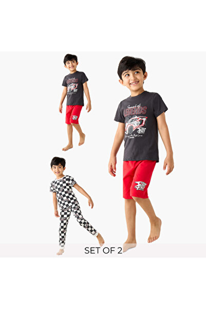 Juniors طقم مكون من 4 قطع: تيشيرتات مطبوع ، شورت، وبيجامة