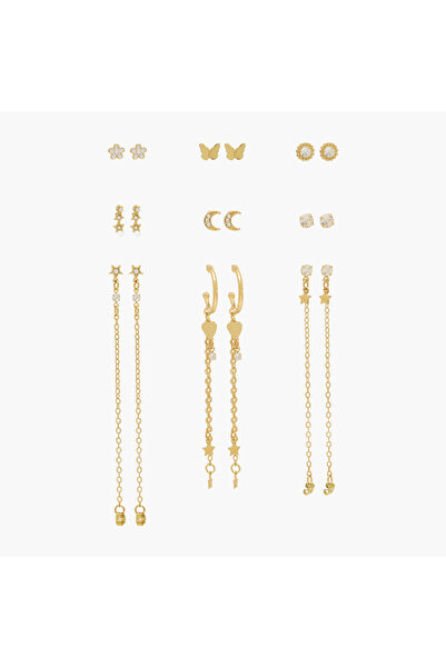 Lifestyle Pack of 15 Gold Tone Earrings with Pushback Closure