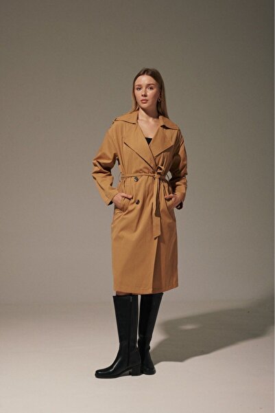 Mazelf Baby&Kids Wear Women's Trench Coat Lined Cinnamon Color